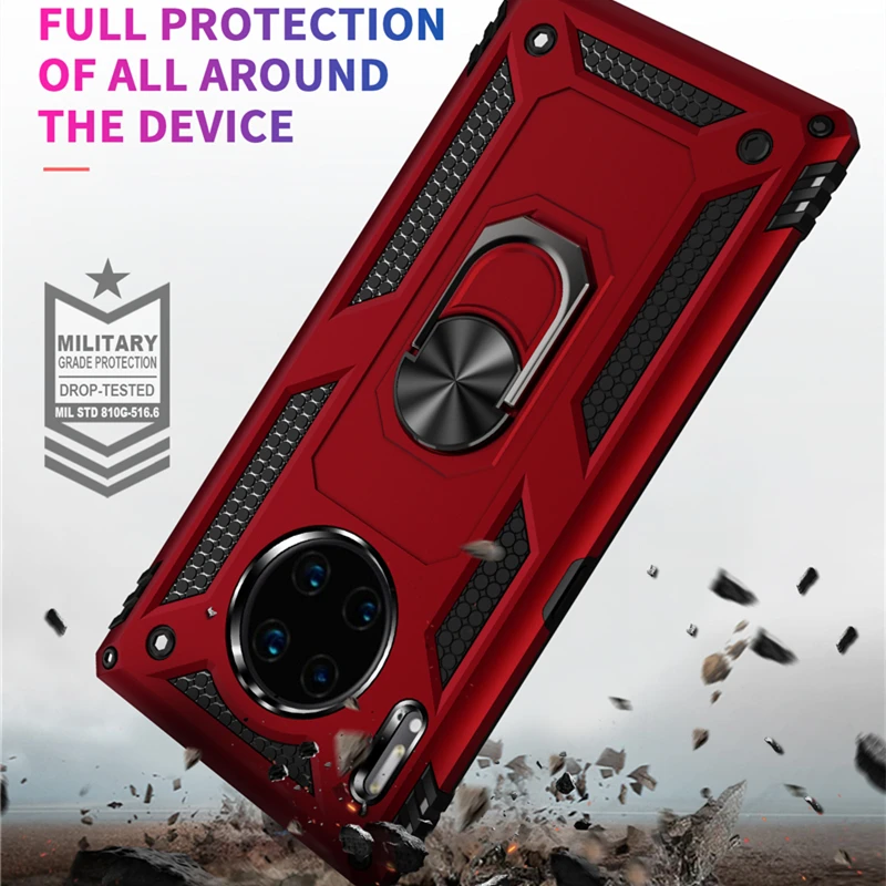 Сверхмощный защитный чехол с кольцом для пальца Huawei Mate30 Mate 30 20 Pro Y5 Y6 Y7 Y9 2019 P40 P30 Lite