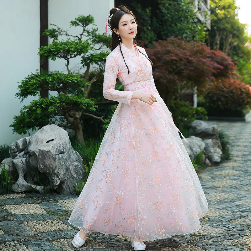 Hanfu Женский Китайский традиционный костюм классический сценический guzheng