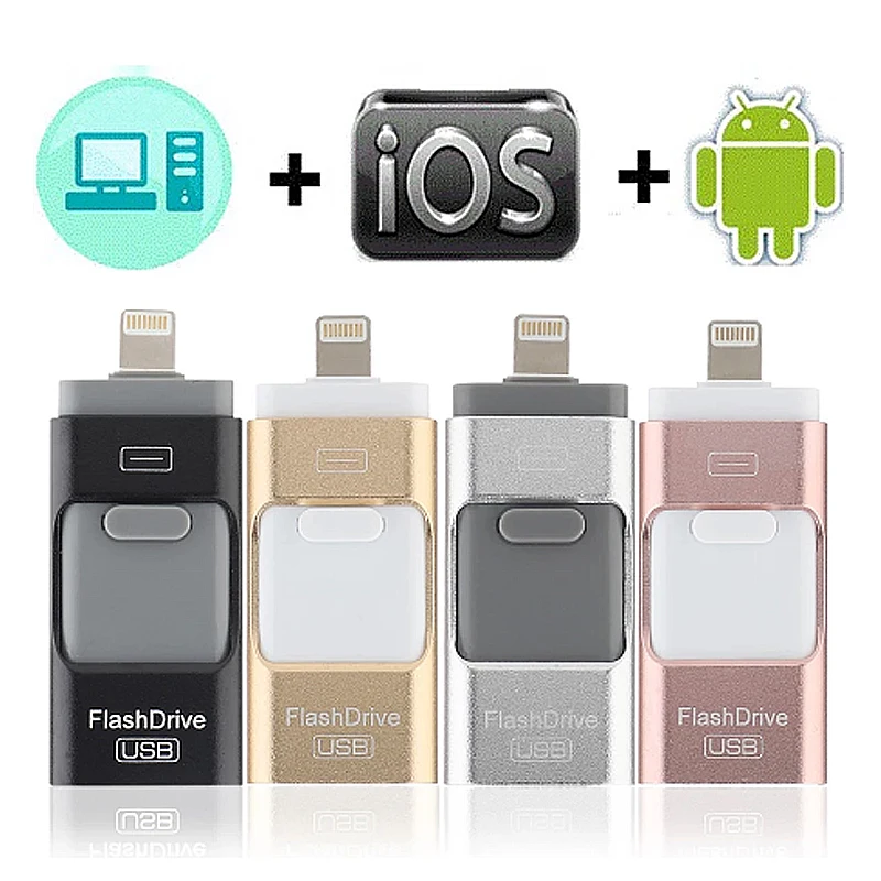 

3in1 128GB 64GB 32GB 16GB 8GB Metal USB 3.0 OTG iFlash Drive HD USB Flash Drives for iPhone for iPad for iPod and Android Phone
