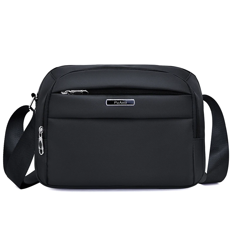 Casual Men's Shoulder Bag Nylon Waterproof Simple Daily Mobile Phone Outdoor Riding Messenger Wallet Card Black Gray |
