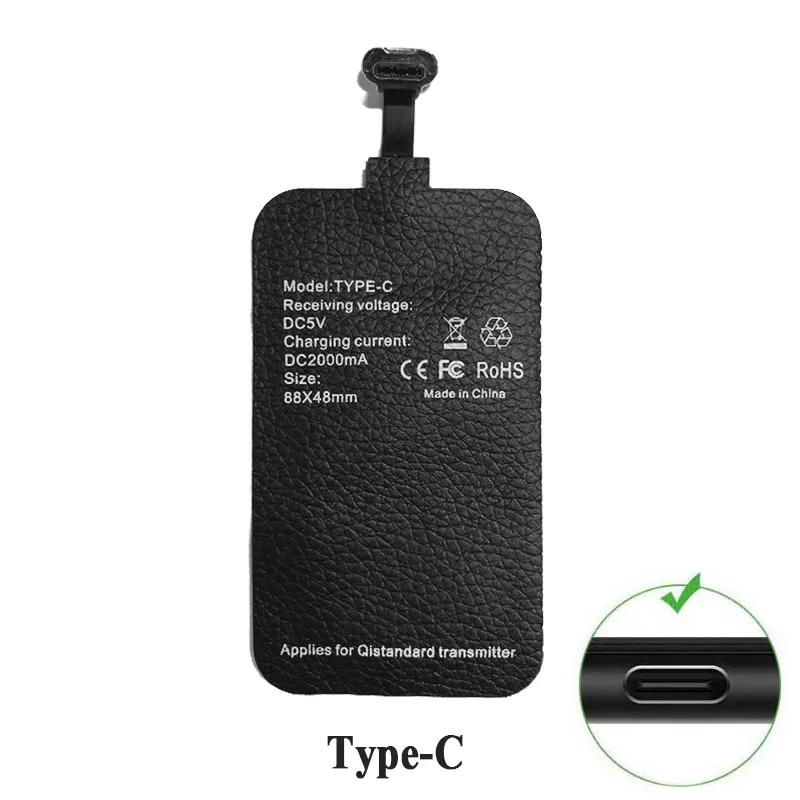 Type-C Qi Быстрое беспроводное зарядное устройство приемник для беспроводного зарядного устройства для xiaomi samsung huawei iphone 7 6plus 7plus type-C/type-A - Цвет: Type-C
