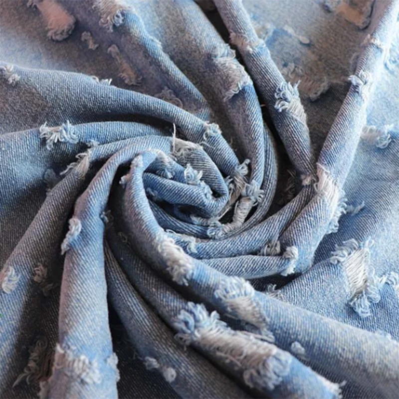 50X150cm Blue Jeans Fabric With Broken Holes For Sewing Pants Jackets Blazer Fashion Denim DIY Textiles Garment Materials Telas | Дом и сад