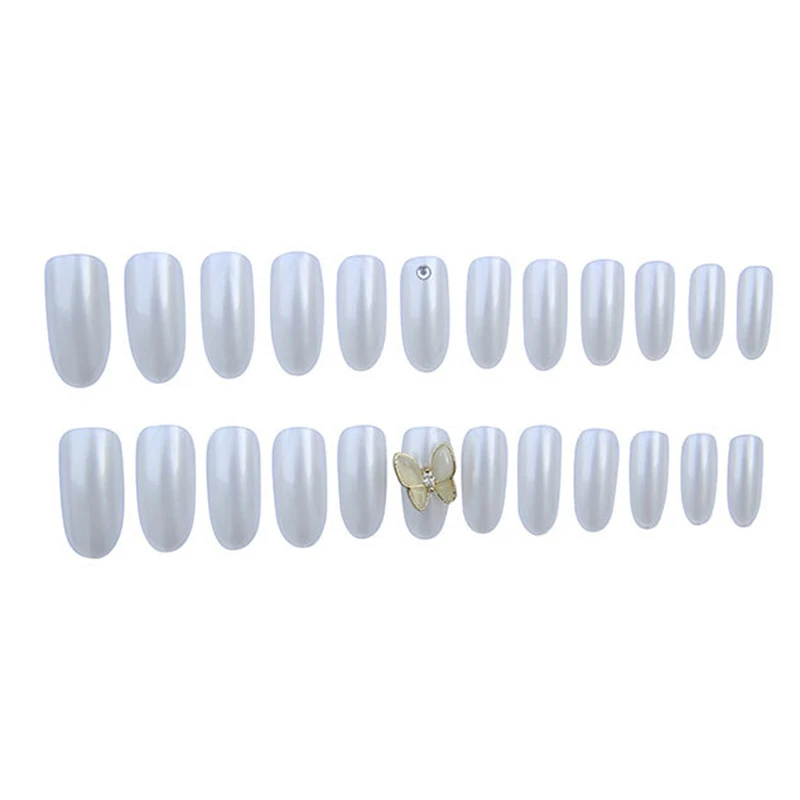 

24pcs/box Fake Nails With Glue diamond Bow Type Long Paragraph Fashion Manicure Save Time False Nails Press On With Designs Dl