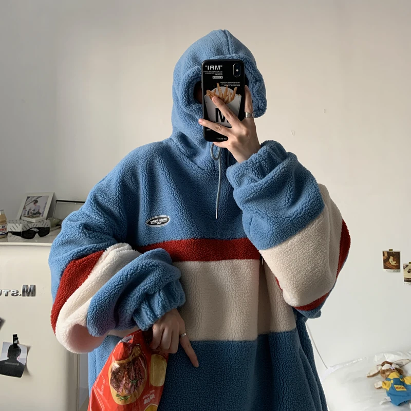 

Женский плюшевый утепленный Свободный Топ weater, женский свитер с капюшоном, пуловер на осень и зиму, новое пальто, подходящее цвета