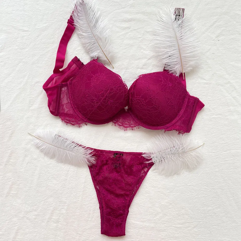 

Sexy Women Lace 2Pcs Push Up Bra Set White rhinestone bralette Letter Two Pieces Intimate Suit Elegant Ladies Lingerie Underwear
