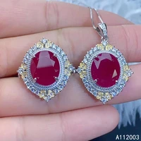kjjeaxcmy fine jewelry 925 sterling silver inlaid natural ruby female ring pendant set trendy supports detection