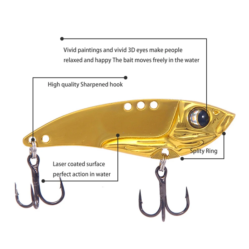 

Fishing Lures 2020 VIB Lure Strong vivid Vibrations Spoon Lure Fishing bait Bass Artificial Hard Bait Cicada insect lure 3D Eyes