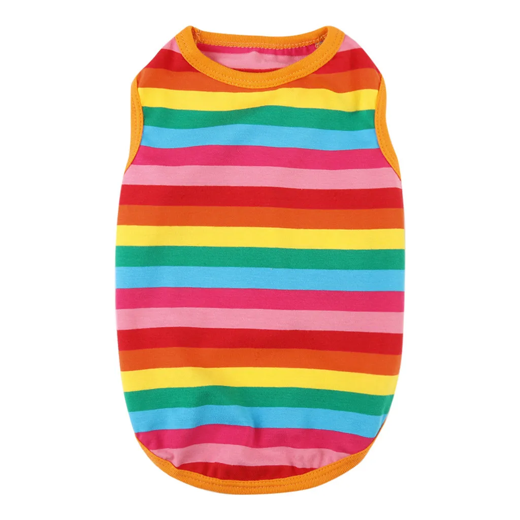 Multicolor Модный жилет для домашних животных летняя и осенняя Радужная полосатая одежда для кошек собак Одежда для собак Mascotas Аксессуары комбинезон для щенка куртка Perro - Цвет: Multicolor
