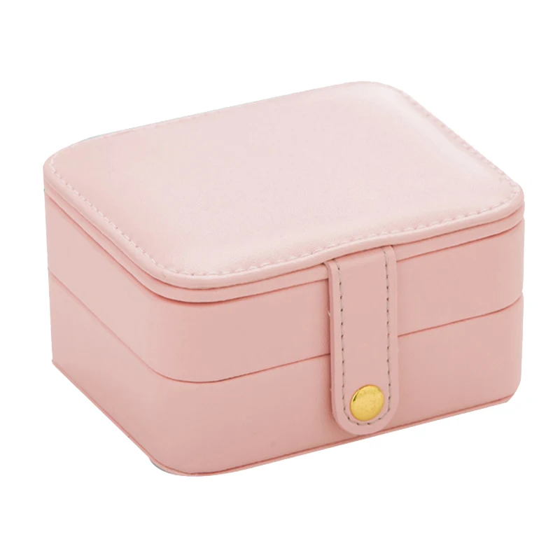 

Дорожная портативная полиуретановая шкатулка для украшений серьги браслеты украшения многослойная коробка для хранения розовый