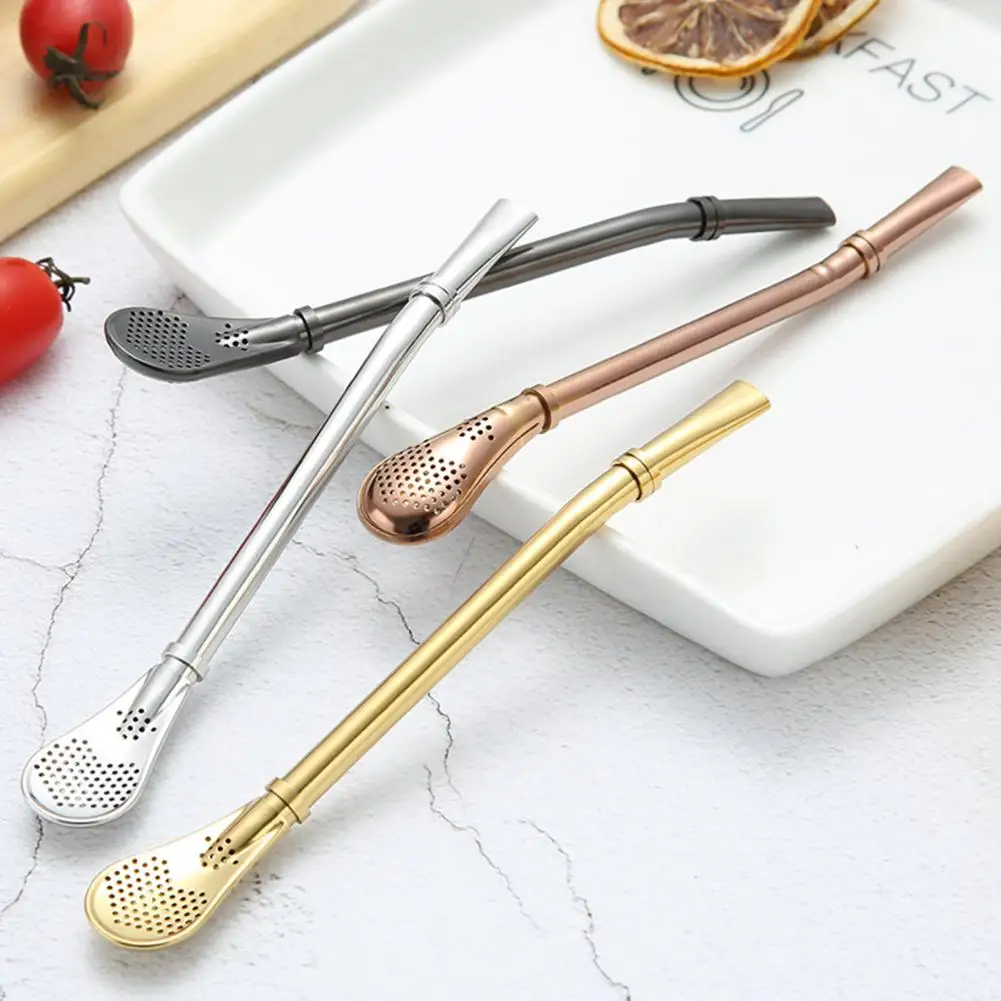 

2Pcs Straw Colander Filter Design Creative Smooth Brim Innovative Stirring Spoon for Beverage Drink Straw Filter Spoon