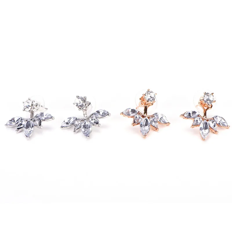 

1 пара позолоченных серебряных цветных сережек-гвоздиков для женщин в стиле стразы, серьги-гвоздики с листьями