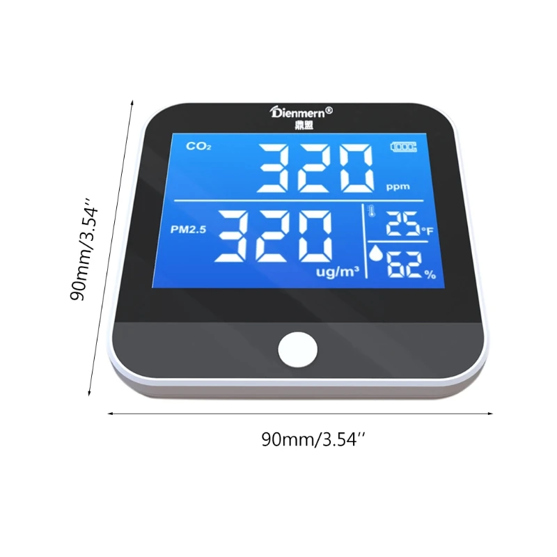

CO2 Detector Carbon dioxide PM2.5 Temperature Humidity Air Quality Monitor NDIR T8WE