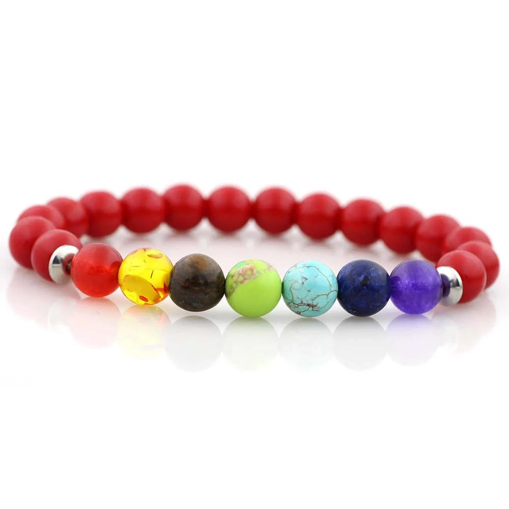 7 Чакр исцеляющий браслет из бисера нержавеющей стали натуральный лавовый камень