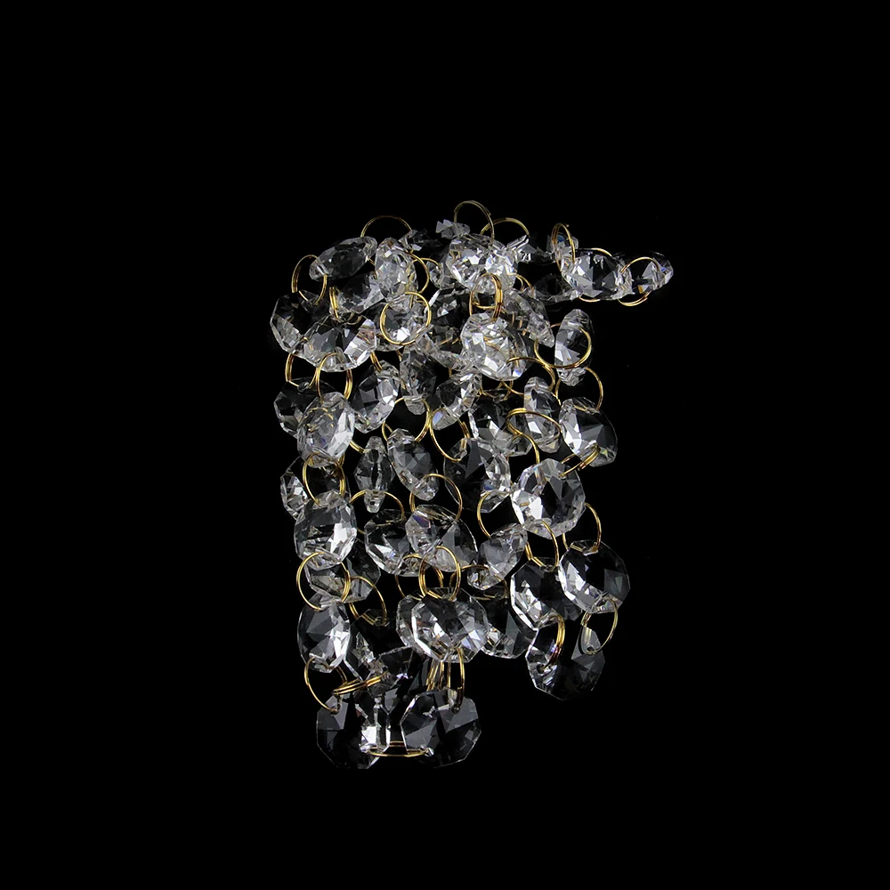 Прозрачная (золотое кольцо) 14 мм Хрустальная восьмиугольная цепочка из бусин