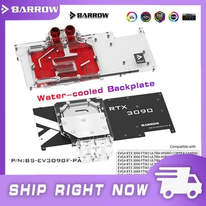 barrow 3080 3090 block gpu water cooling block backplane for evga rtx3090 3080 ftw3 ultra water cooled backplate bs ev3090f pa b free global shipping