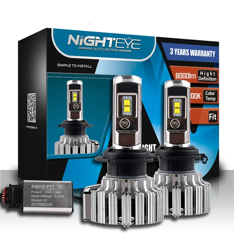 NIGHTEYE H7 светодиодный H4 H11 HB3 9005 HB4 9006 H1 Автомобильный фары для авто 80 Вт 9000LM