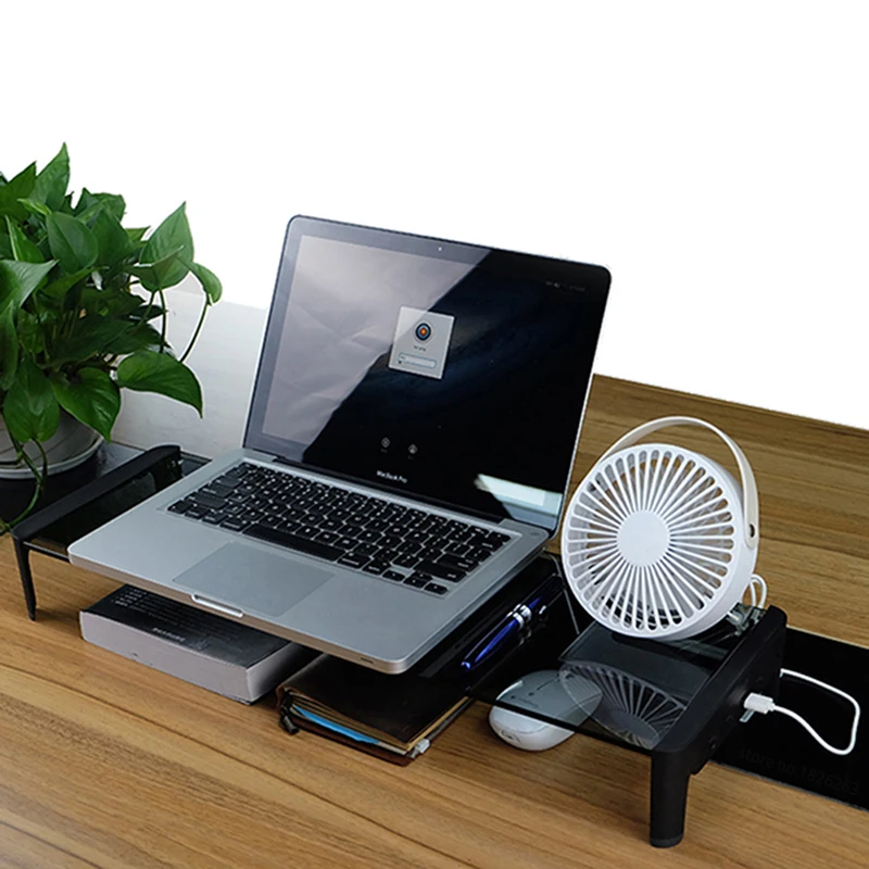 

Desktop Monitor Notebook Laptop Stand Space Bar Non-slip Desk Riser with 4ports USB Hub Data Transmission and Fast Charger 501L
