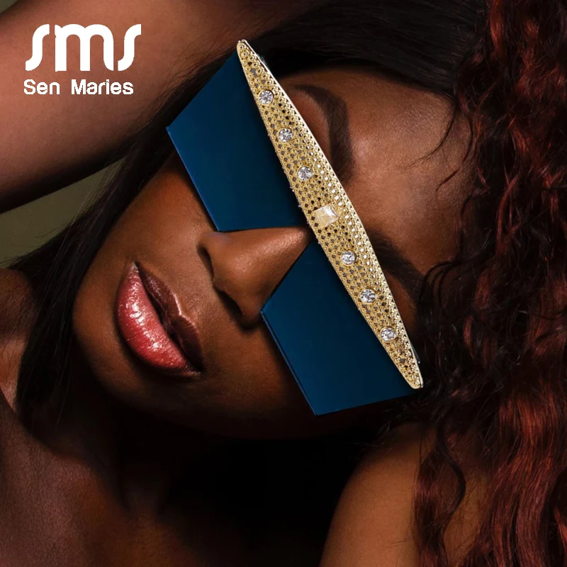 Модные квадратные солнцезащитные очки с цирконием стразы женские и мужские