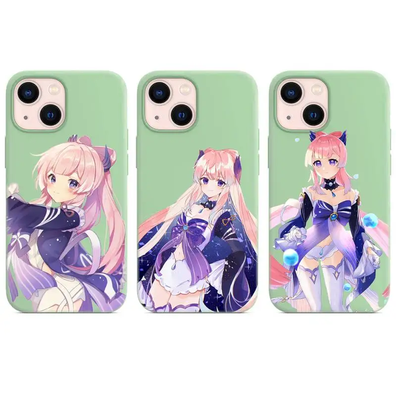 

Sangonomiya Kokomi Genshin Impact Phone Case Candy Color for iPhone 6 7 8 11 12 13 s mini pro X XS XR MAX Plus