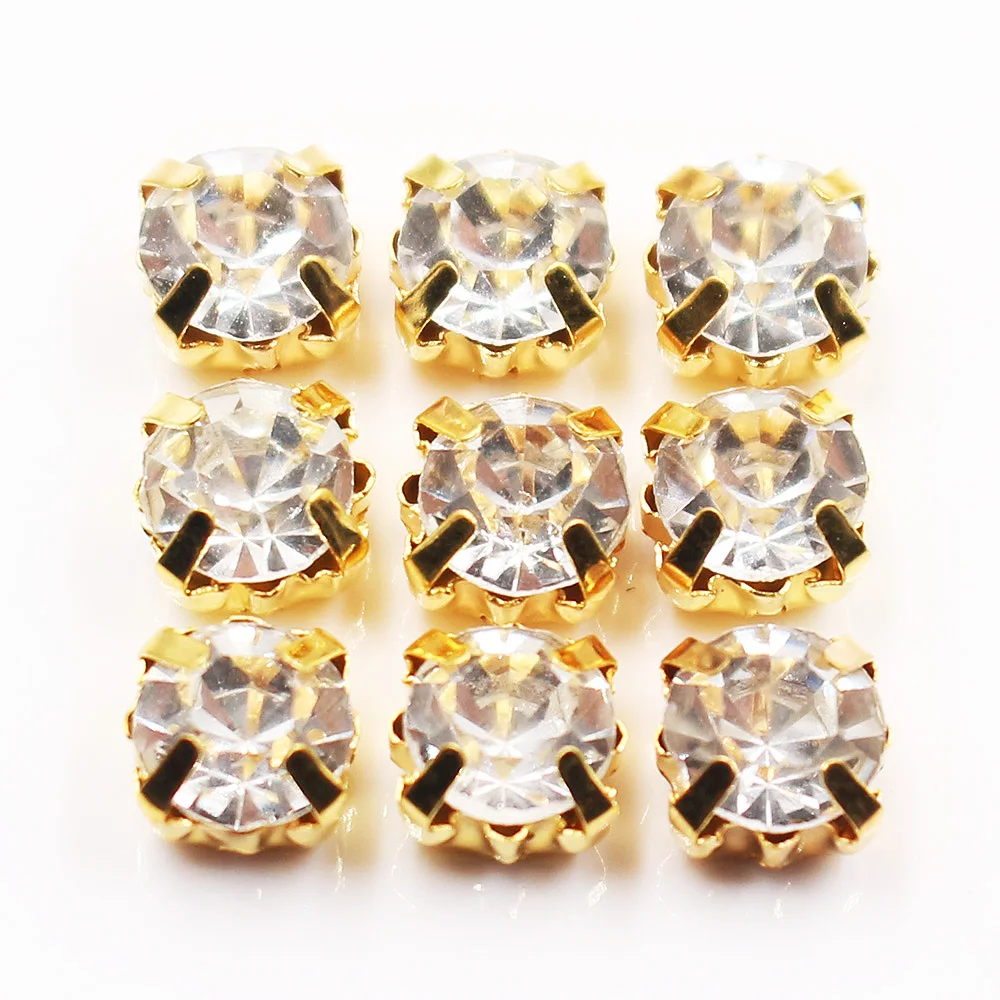 Стразы для шитья 6 мм Серебряные Кристаллы в форме когтей без горячей фиксации