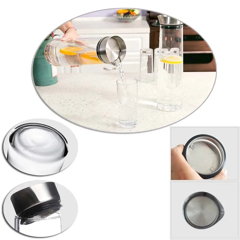 Hot Sale High Capacity 1000ml/1500ml Heat-Proof Thickened Glass Pitcher with Stainless Steel Lid Carafe for Hot/Cold Water Juice | Дом и сад