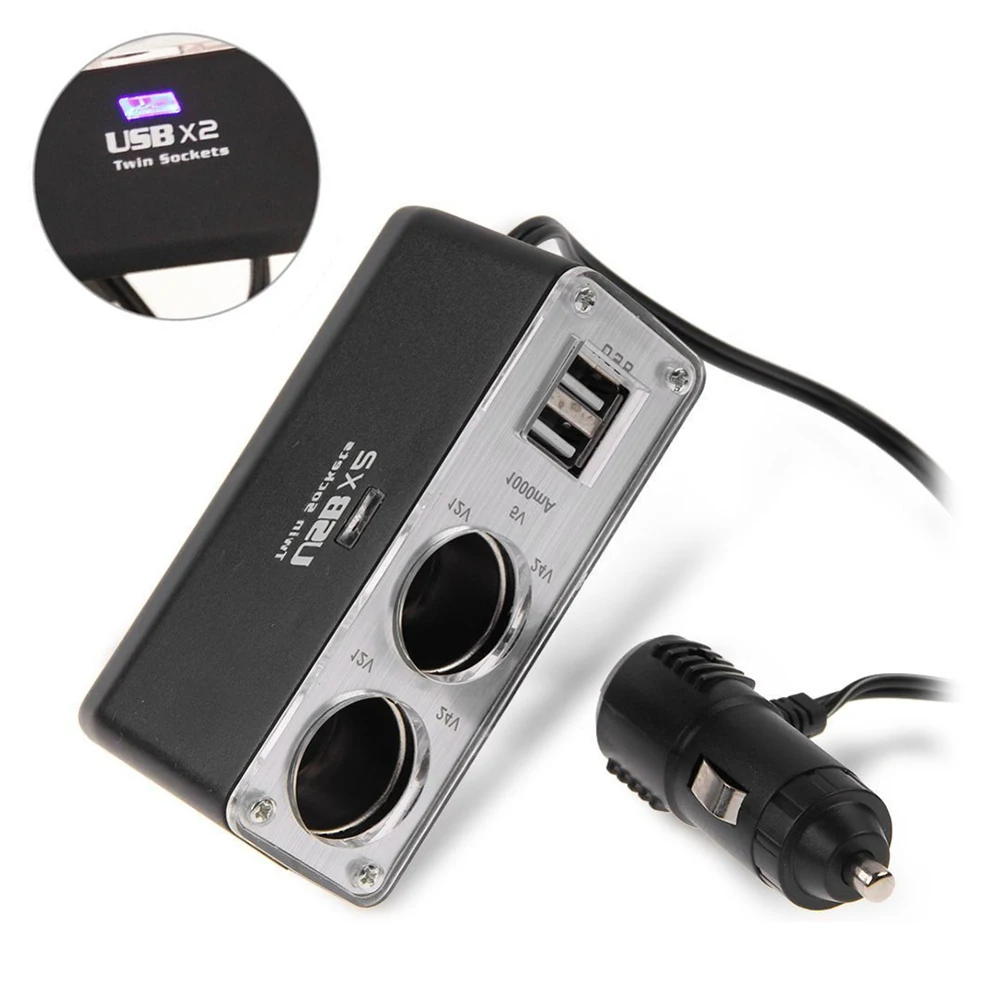 Новый 5 В/1A двойной порт USB 2 Way Авто прикуриватель гнездо распределитель для