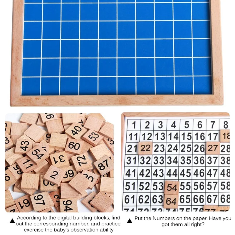 

1Set Wooden Montessori Hundred Board Math 1 To 100 Numbers Counting Toy Math Toy Montessori Educational Wooden Toys Child Gift