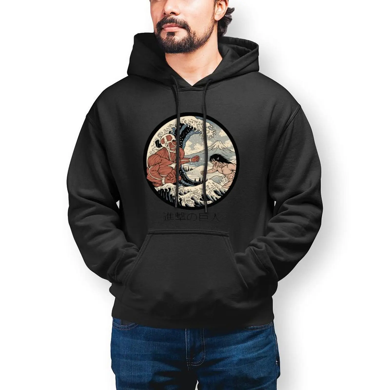 

Толстовка с капюшоном «атака на Титанов», Hokusai, классные хлопковые Толстовки большого размера, Мужская Осенняя уличная одежда, пуловер, толс...