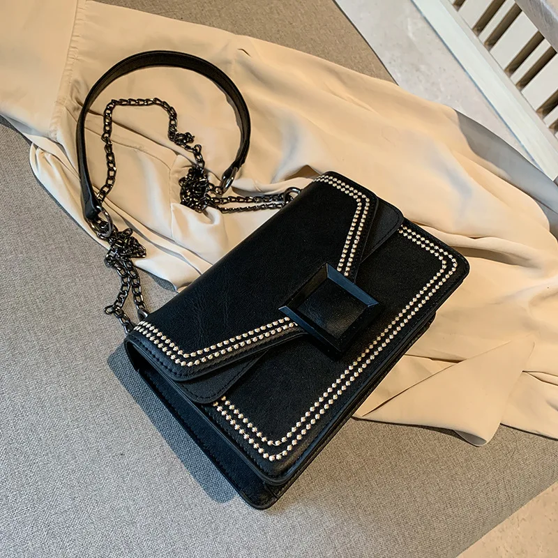

Fashion Texture Stitching Small Square Bag Shoulder Diagonal Chain Female Bag Crossbody Bags for Women