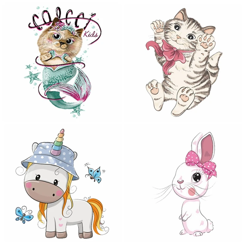 Стикеры для одежды с мультяшным котом моющиеся термоклейкие утюгом модные
