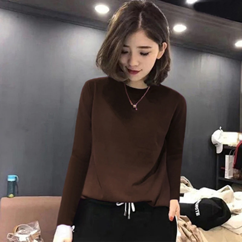 

Jvzkass 2020 fat knit cover belly long-sleeved women's autumn and winter sweater round neck foreign style bottoming shirt z363