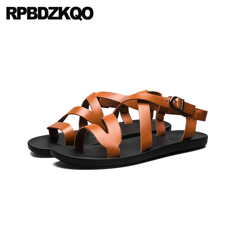 Мужские сандалии кожаное лето Runway воды домашние тапочки дизайнер слайды