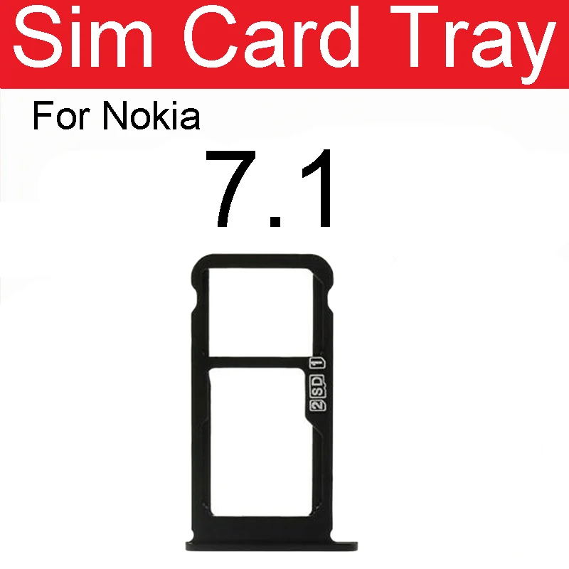 Держатель слота для SIM-карты Nokia 7 1 5 84 дюймов TA-1085 TA-1095 TA-1096 TA-1097 Sim-ридер гнездо