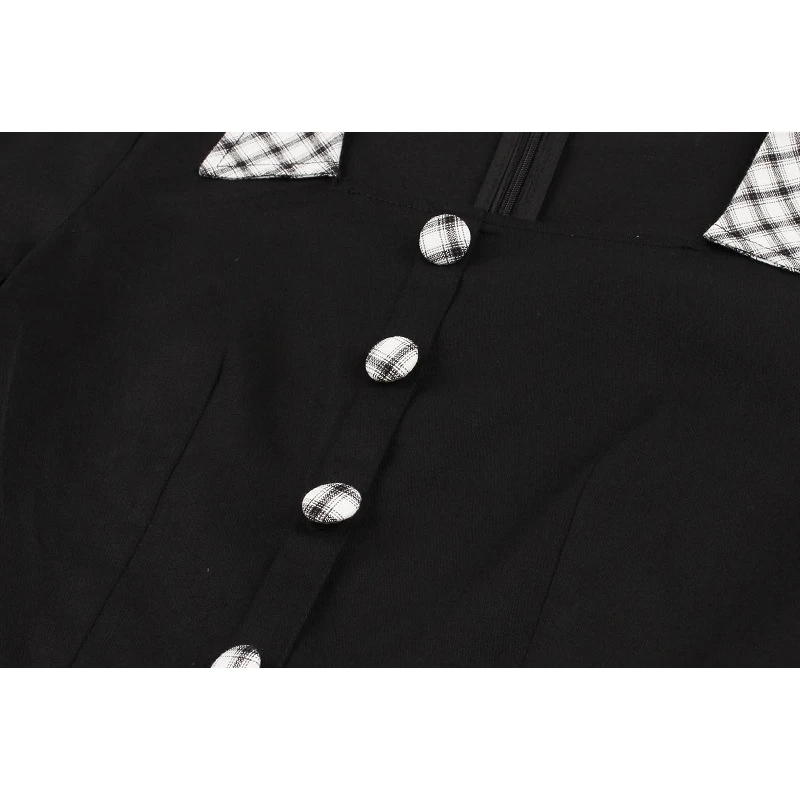

Vintage Solid Patchwork Cotton Rockabilly Dress With Belt Women 3/4 Sleeve Party Sexy Retro 50s Spring Robe Swing Vestido