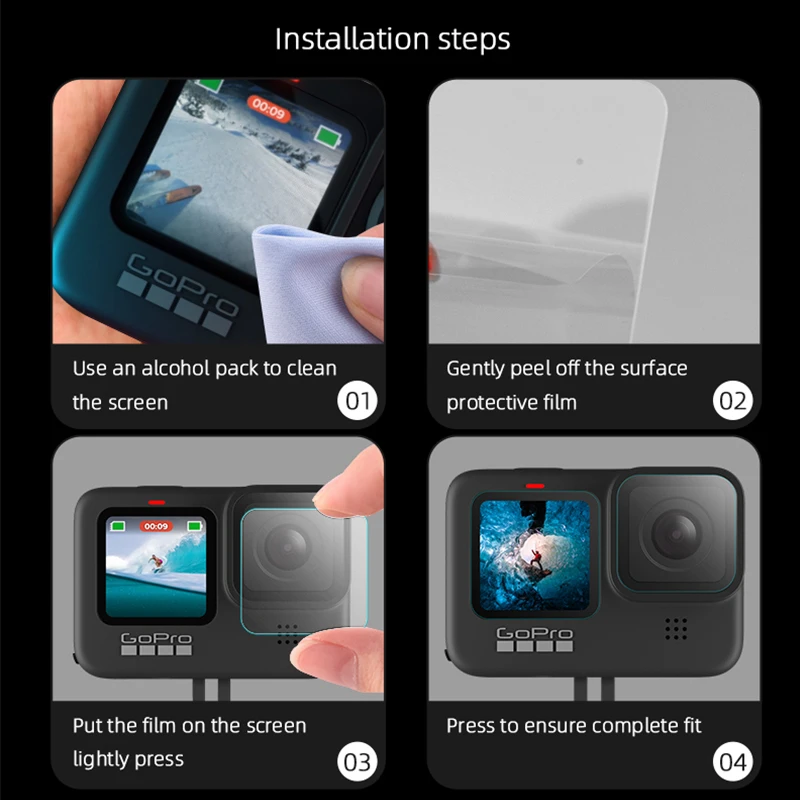 

HD Tempered Glass Protective Film For GoPro 9 Screen Cover Case Front Back Lens Film For GoPro Hero 9 Sport Camera Accessories