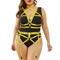 plus size women chest binding straps women body bondage 2 pcs set erotic toys for bdsm hollow out lingerie stockings garter belt