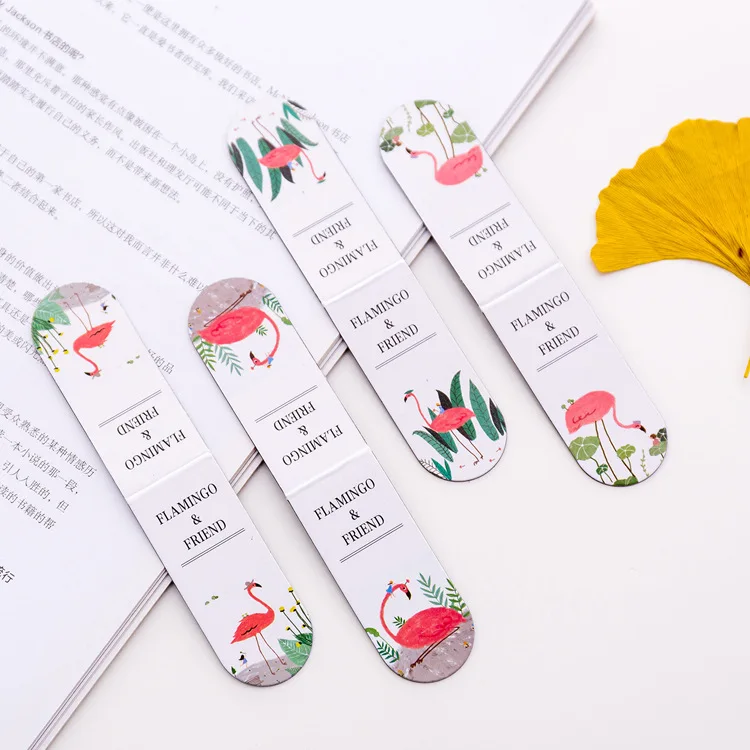 4 шт./компл. Симпатичные Фламинго магнитная закладка для книги этикетки Клип