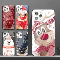 new year christma deer phone case for iphone 6 6s 7 8 plus x xs xr xsmax 11 12 pro promax 12mini tempered glass