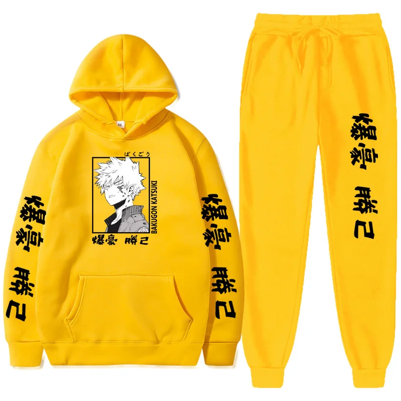 

Японский спортивный костюм для мужчин, толстовка с капюшоном и штаны, комплект из двух предметов, свитшот с капюшоном «Моя геройская Академ...