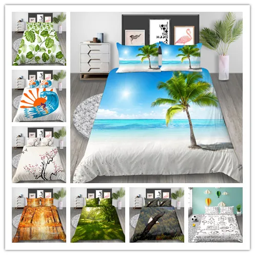 

Natural Scenery 3D Digital Print Bedding Set Microfiber Comforter Soild Duvet Cover Vacation Gifts Queen Bed Set Dropshipping