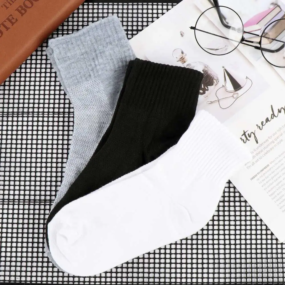 Носки мужские длинные 5 пар/лот Теплые повседневные Мягкие однотонные хлопковые