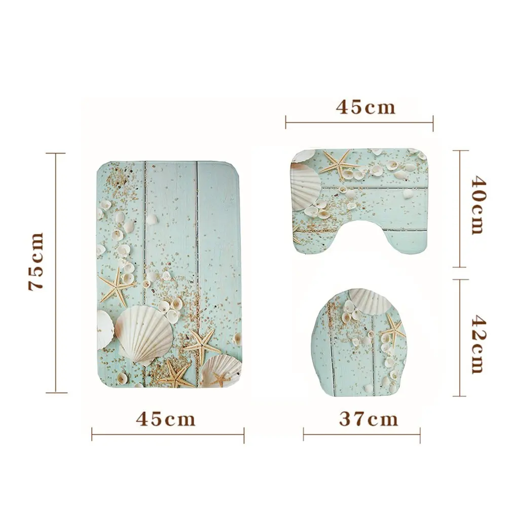 

3Pcs Bathroom Carpet Household Non-slip Mat Lid Toilet Cover Bathroom Accessories Bath Mat Set