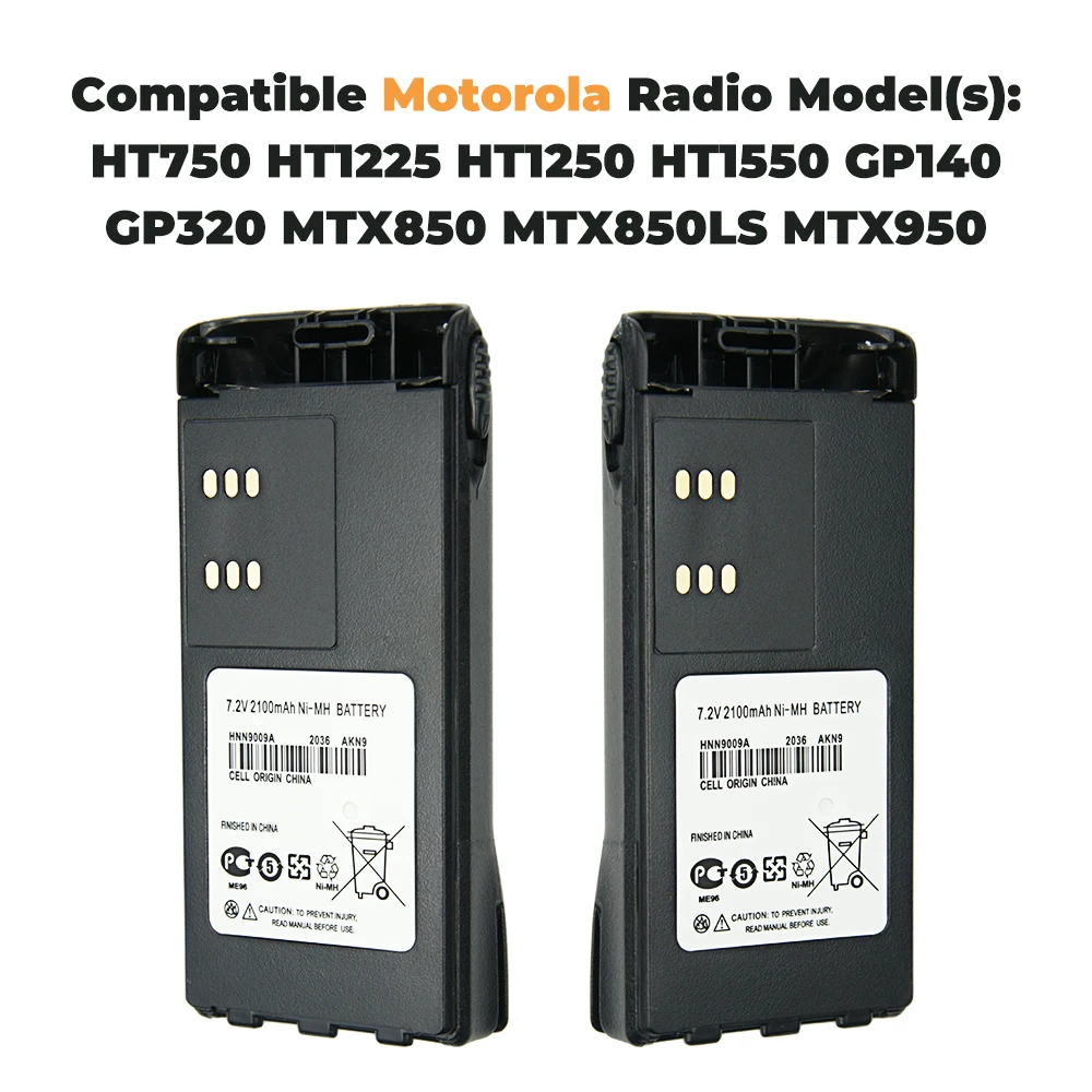 Сменный аккумулятор для Motorola Radio GP328 GP338 HNN9008 HNN9008A HNN9008AR HNN9008H HNN9009 HNN9012 2100 мАч + зажим