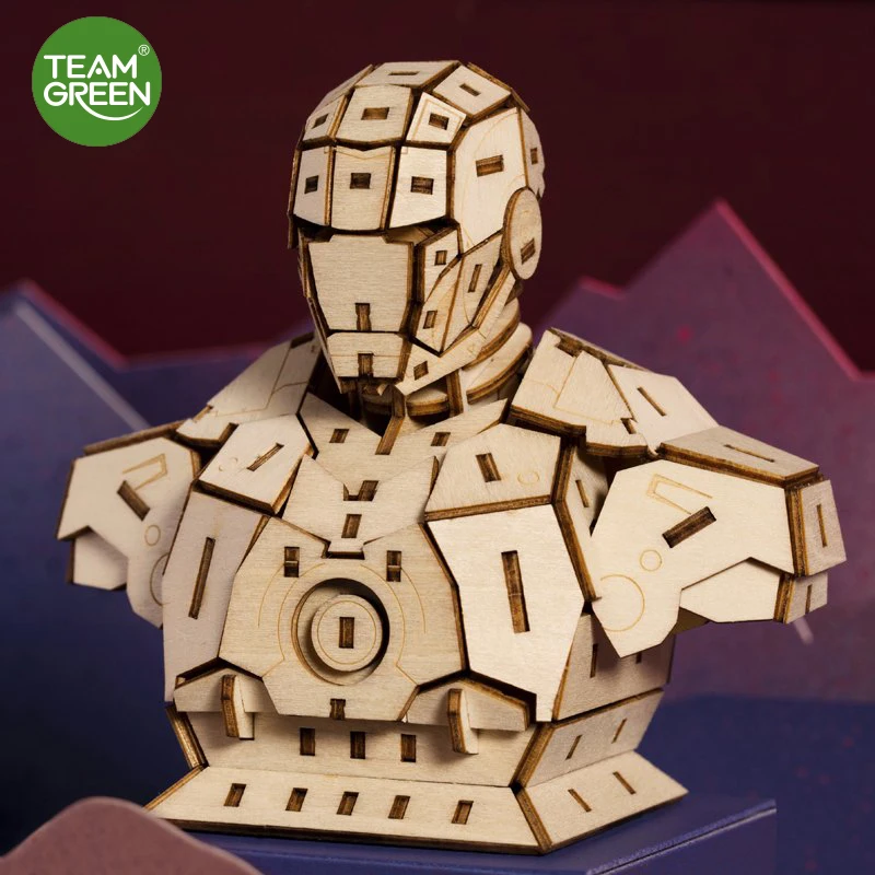 Оригинальные деревянные игрушки TEAMGREEN пазлы Marvel 3D Железный человек бесконечные