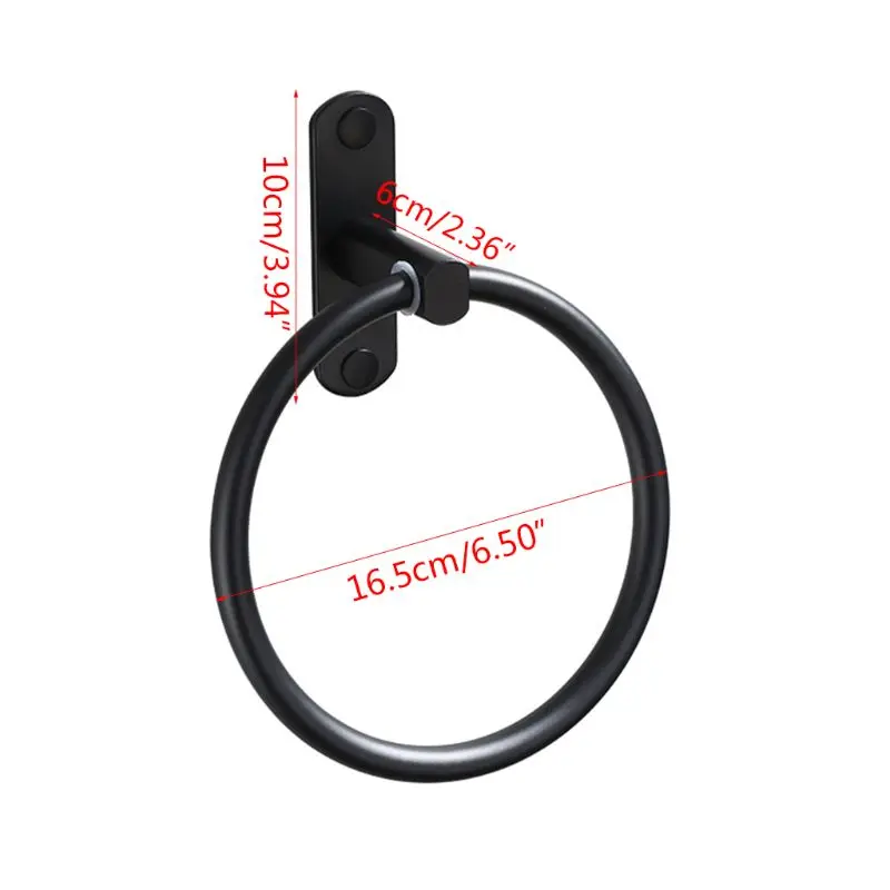 

1Pc Black Space Aluminum Towel Holder Round Towel Ring Wall Mounted Towel Rack Shelf for Home Hotel Bathroom Accessories