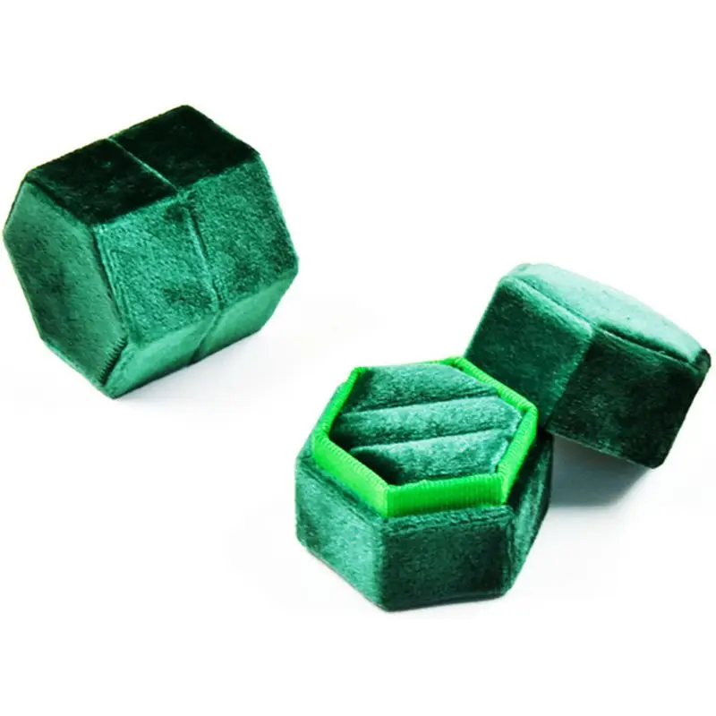 Винтажная бархатная коробка для колец с двумя слотами свадебные принадлежности