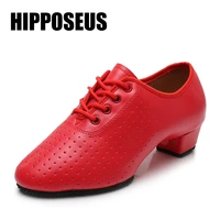 hipposeus unisex dance shoes for men women girls ballroom dancing modern tango jazz blackred practise salsa shoes 3 5cm heels