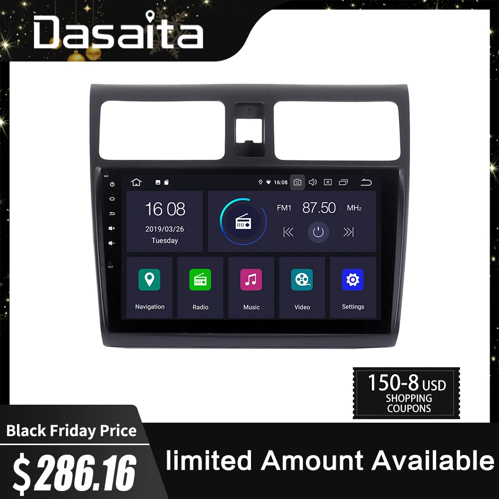 Dasaita 10," Android 9,0 Автомобильный gps плеер Navi для Suzuki Swift 2005-2010 с 2G+ 16G четырехъядерный без DVD Автомобильный радио мультимедиа