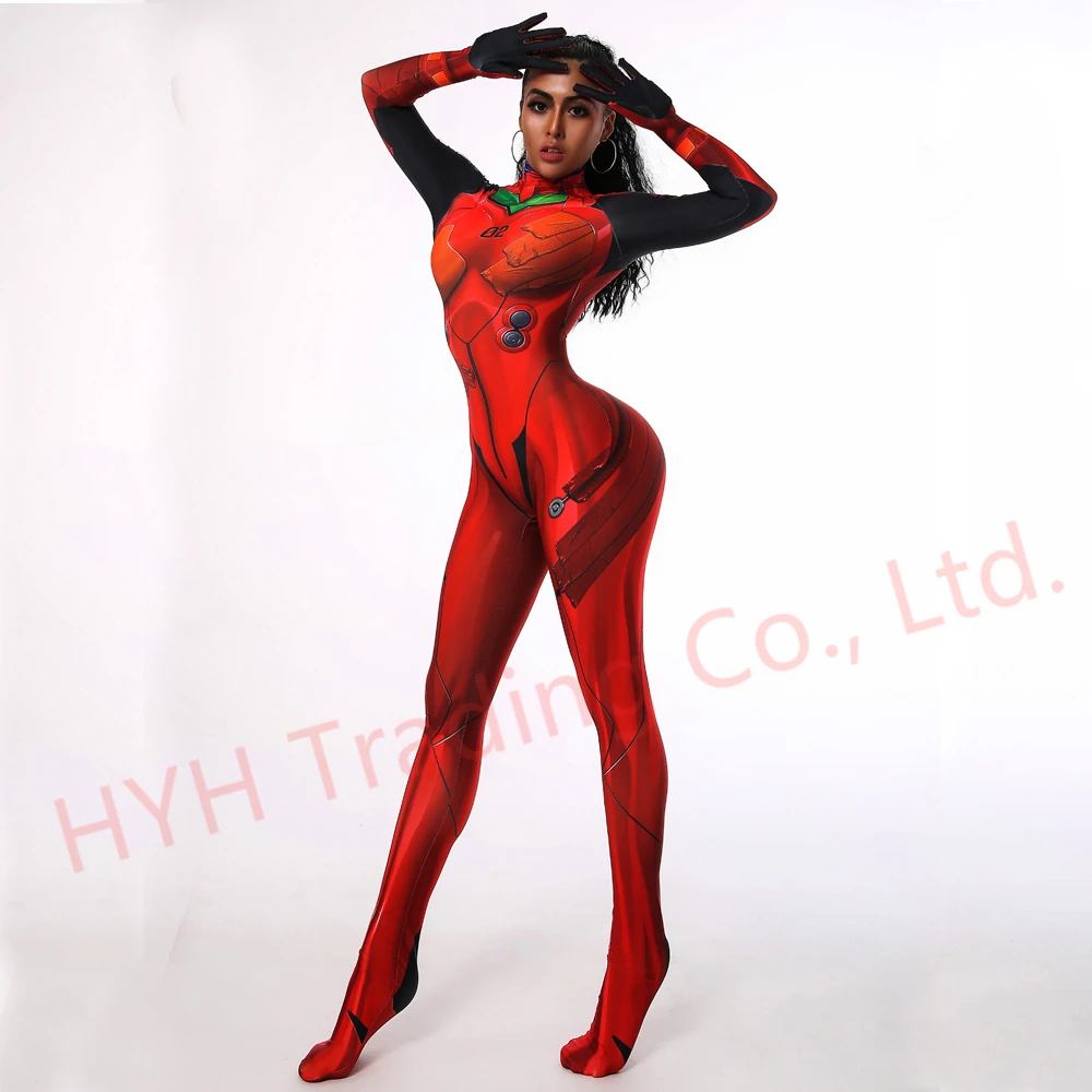 Asuka Langley Soryu костюмы на Хэллоуин для женщин косплей костюм унисекс цельный полный