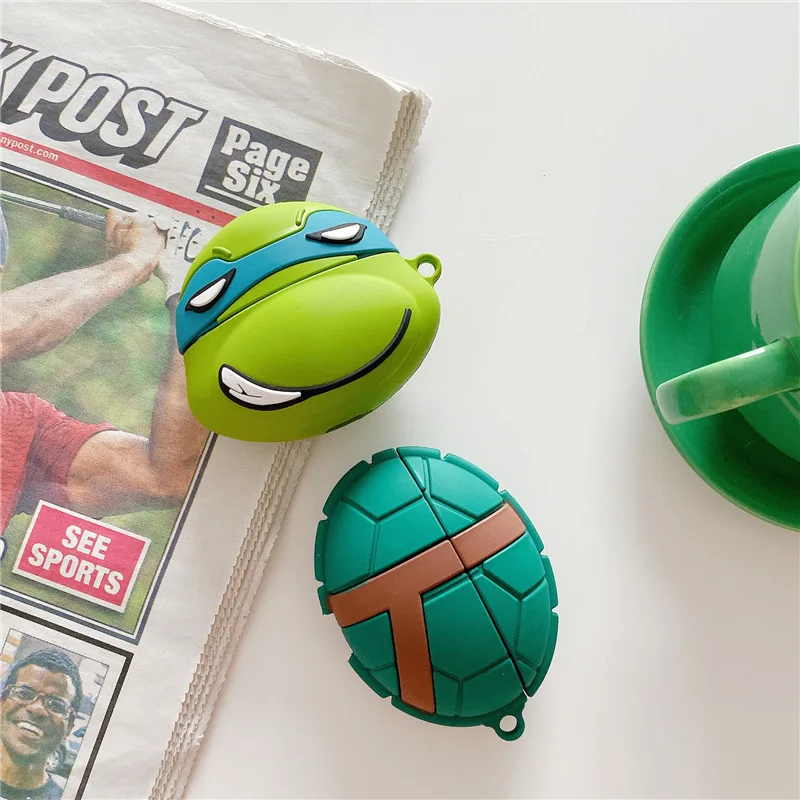 Для AirPods Pro Чехол 3D ниндзя черепаха мультфильм мягкий силиконовый беспроводной